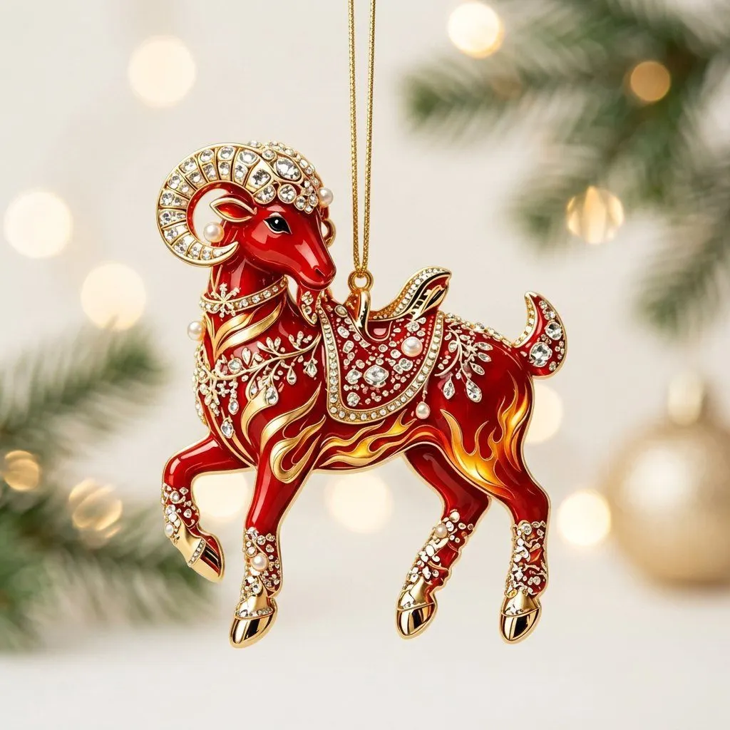 2D Christmas lamb ornament, view 3