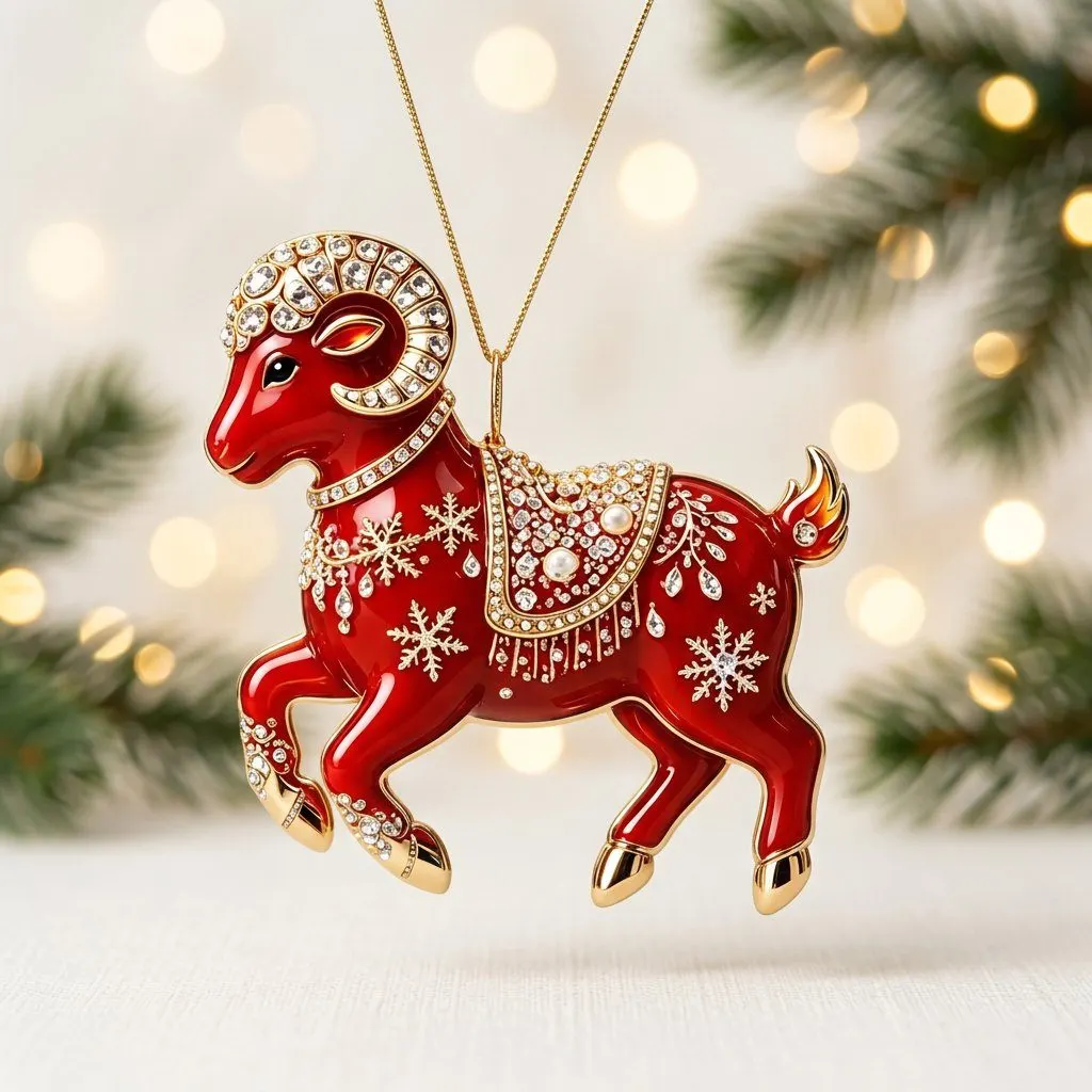 2D Christmas lamb ornament