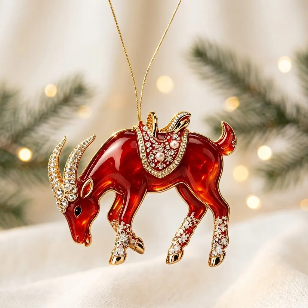 2D Christmas lamb ornament, view 2