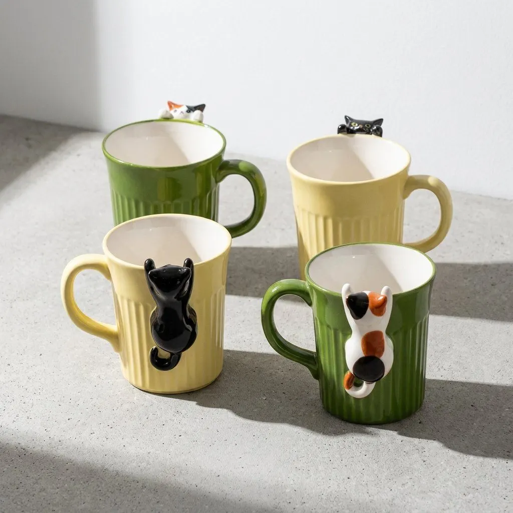 Cat ceramic mug, view 4