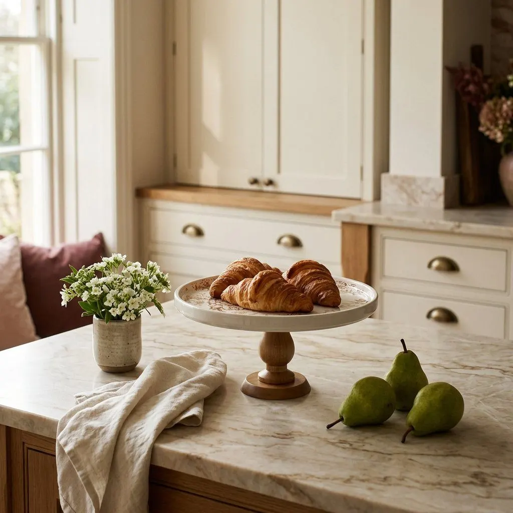 Ceramic tray with wooden pedestal, view 4