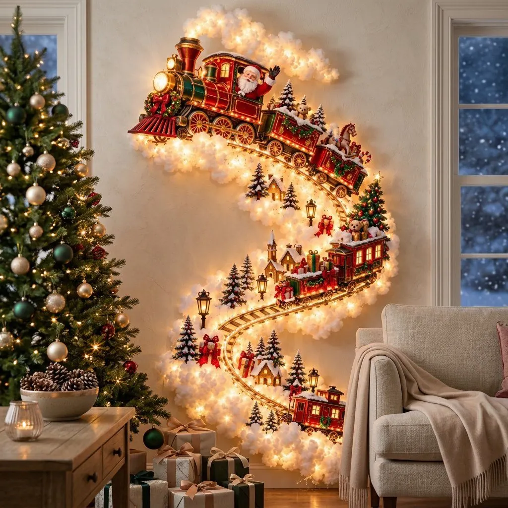 Christmas light path wall display, view 2