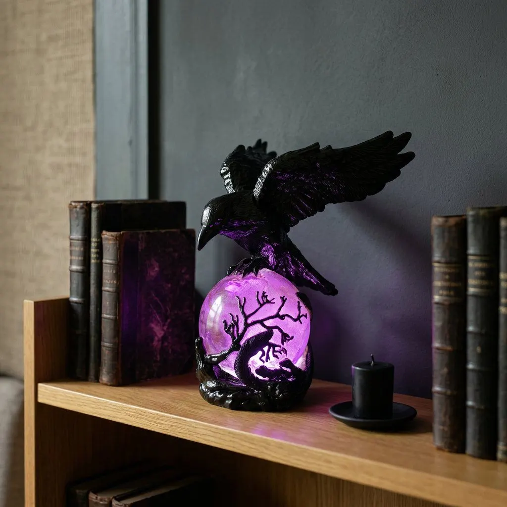 Gothic raven LED lamp, view 2