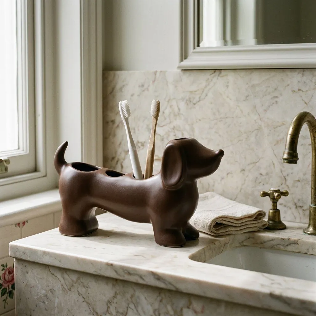 Dachshund brush holder