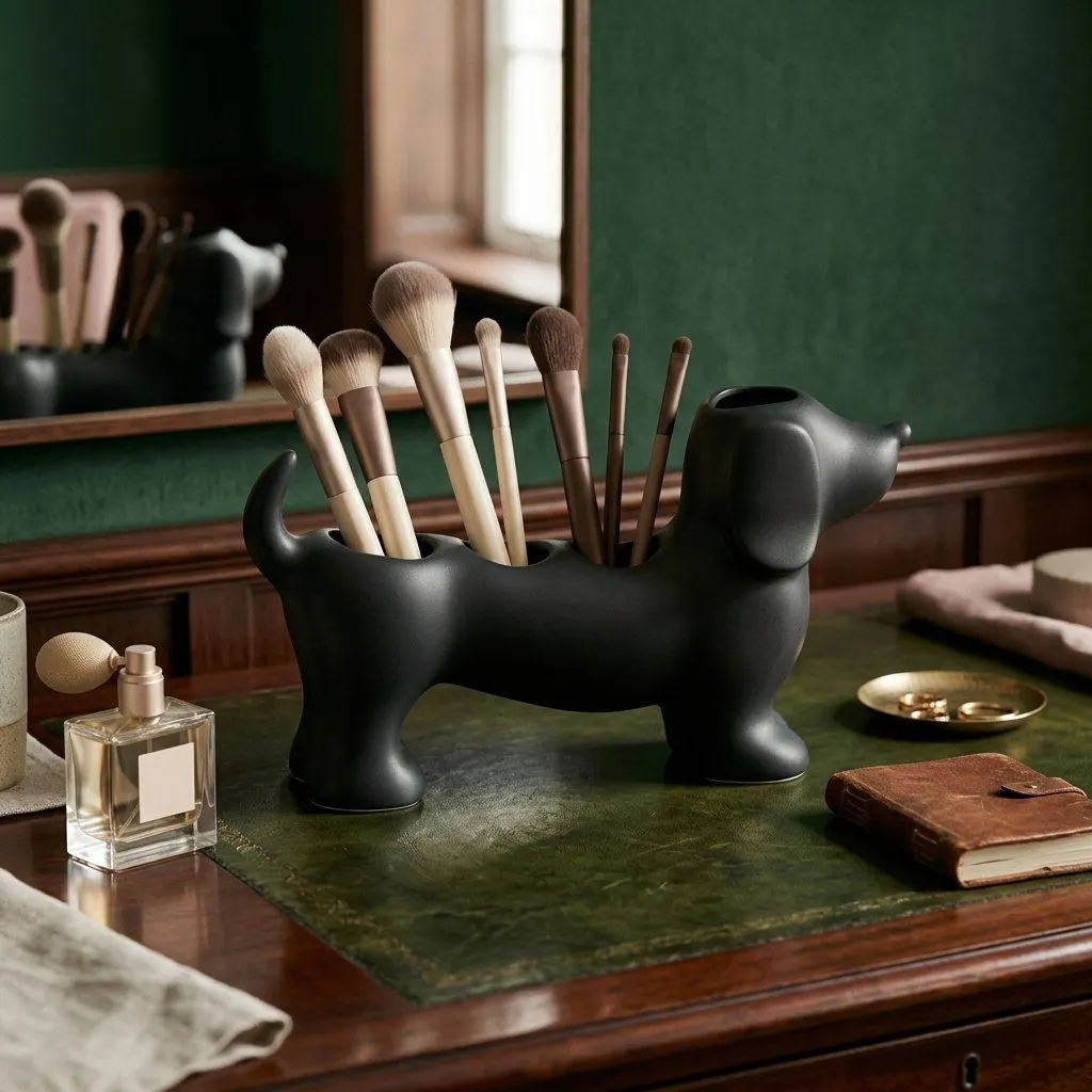 Dachshund brush holder, view 2