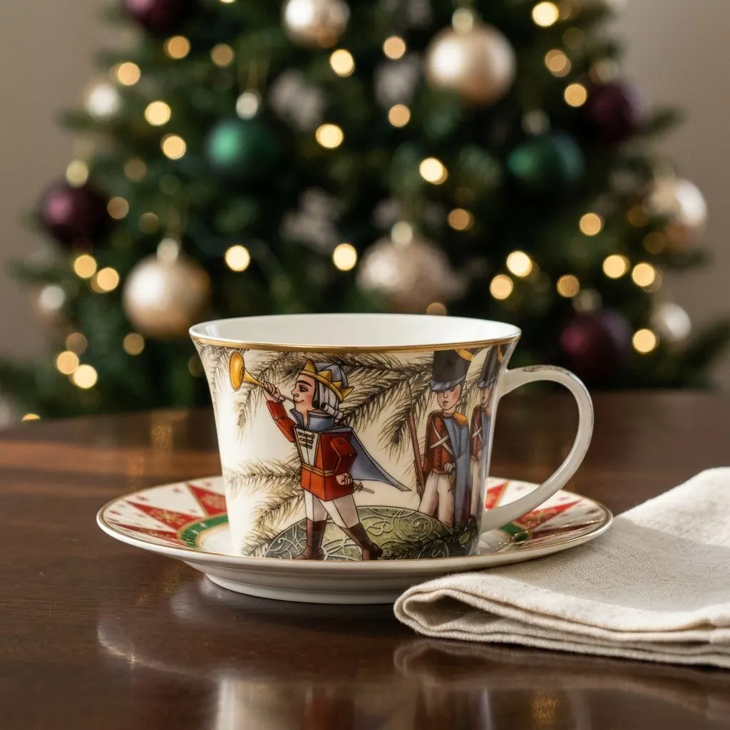Festive Bone China Cup & Saucer, view 4