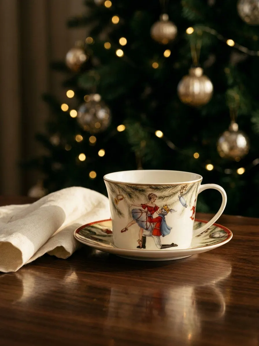 Festive Bone China Cup & Saucer, view 5