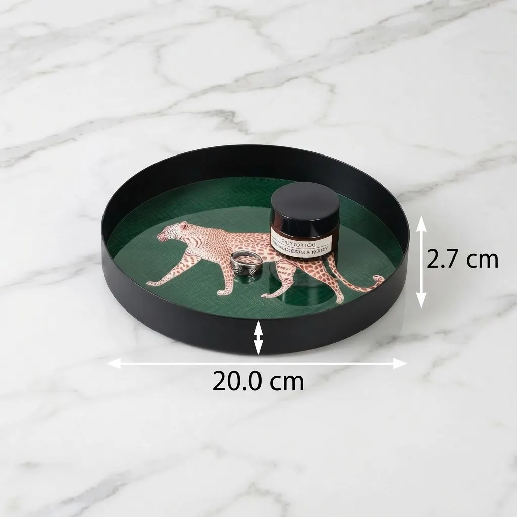 Leopard catch-all tray, Round, 20cm