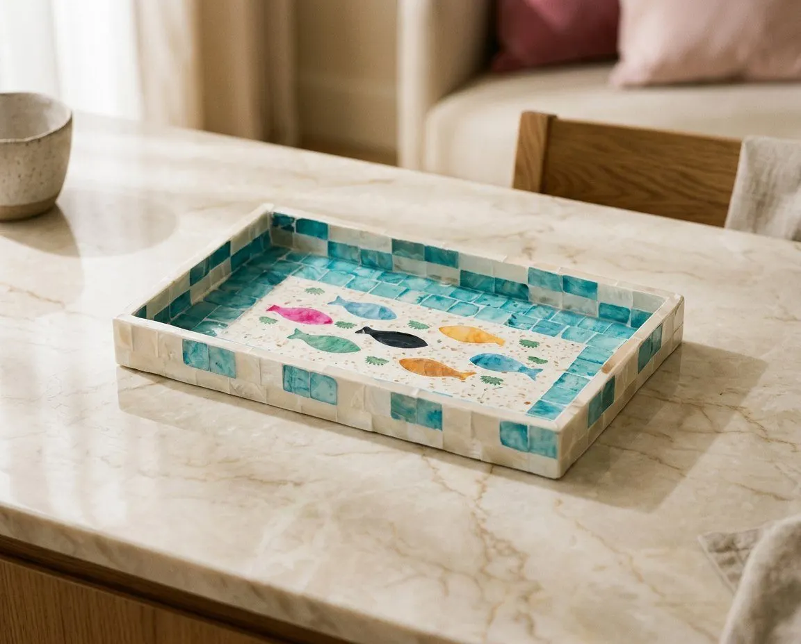 Mosaic shell tray