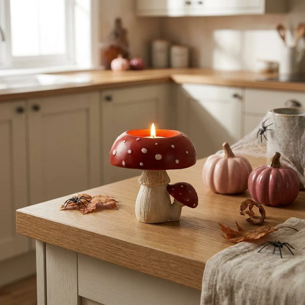 Mushroom tealight holder, view 2