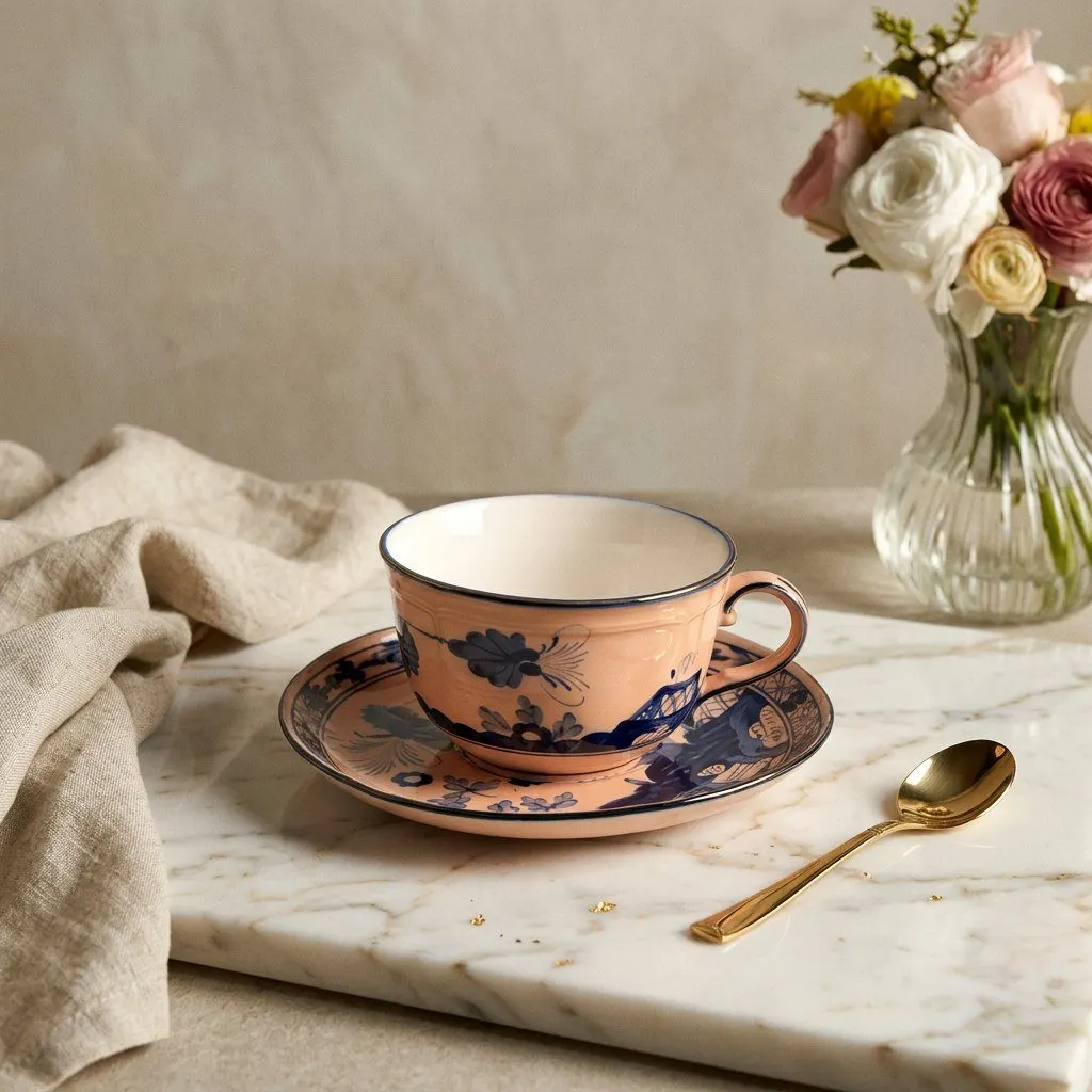Oriental teacup and saucer set