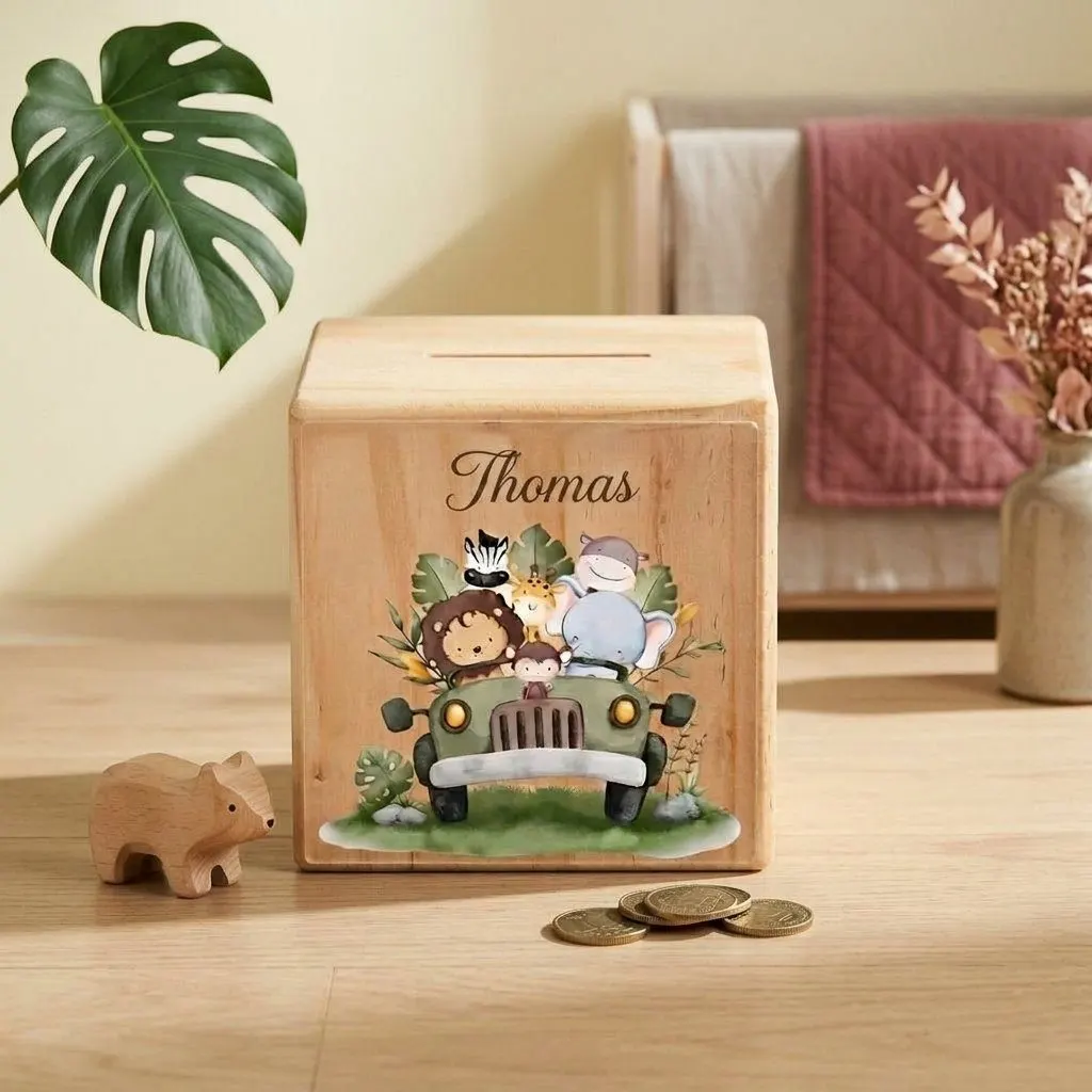 Personalised wooden money box
