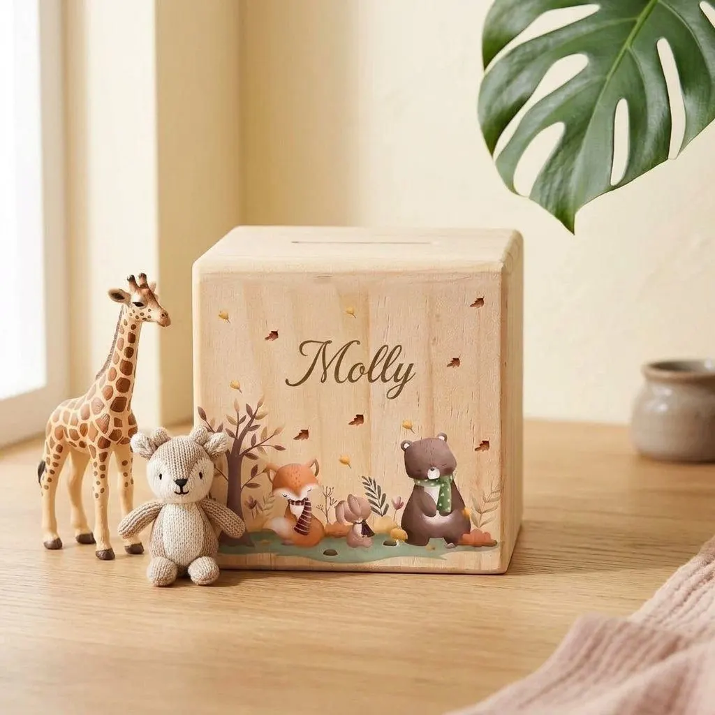 Personalised wooden money box, view 5