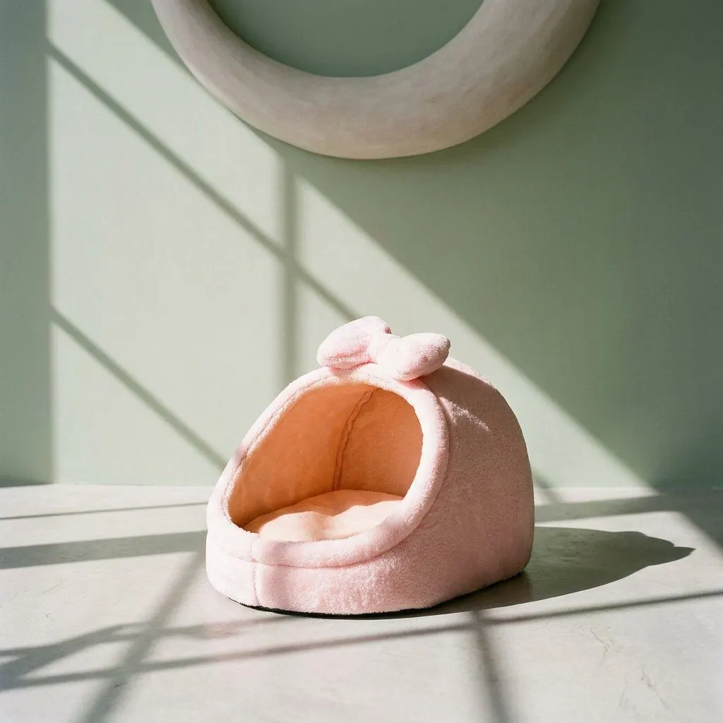 Pet bed - house, Pink, Small (36 x 35 x 25cm)