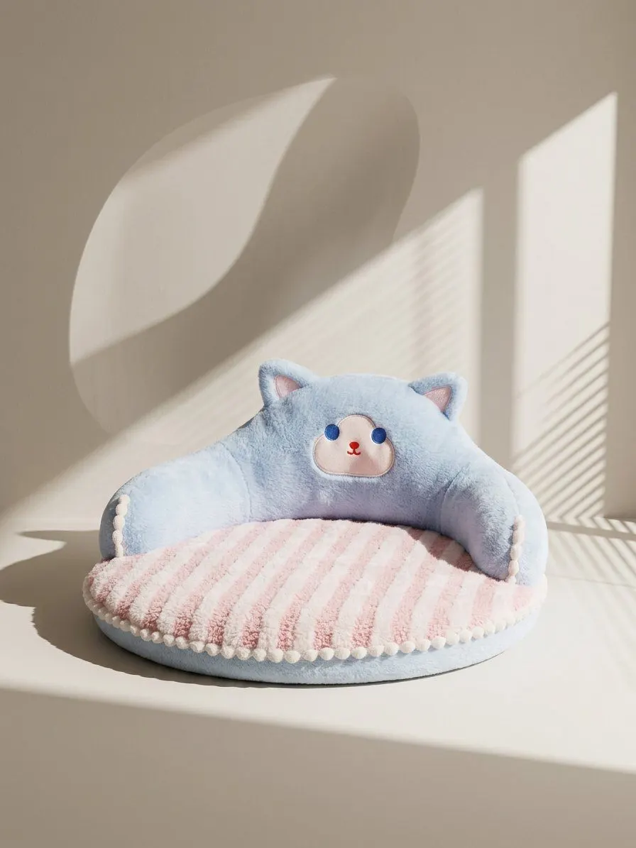 Pet bed with removable mat, Blue, One size