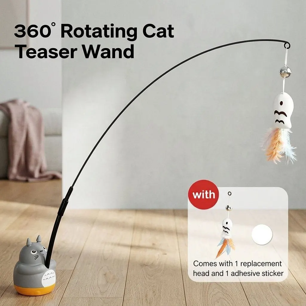 Rotating cat teaser wand, view 2