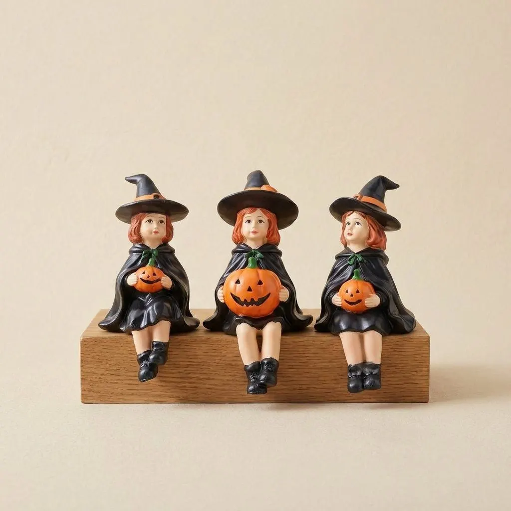 Set of three witch figurines, view 2
