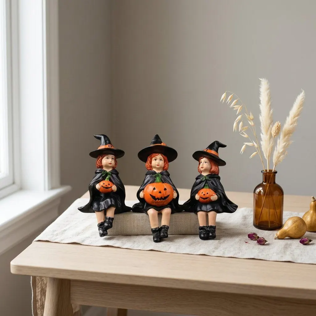 Set of three witch figurines, view 3