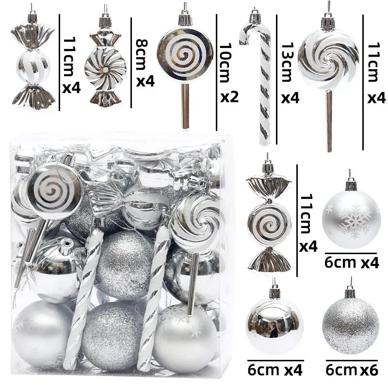 Silver Christmas baubles, view 3